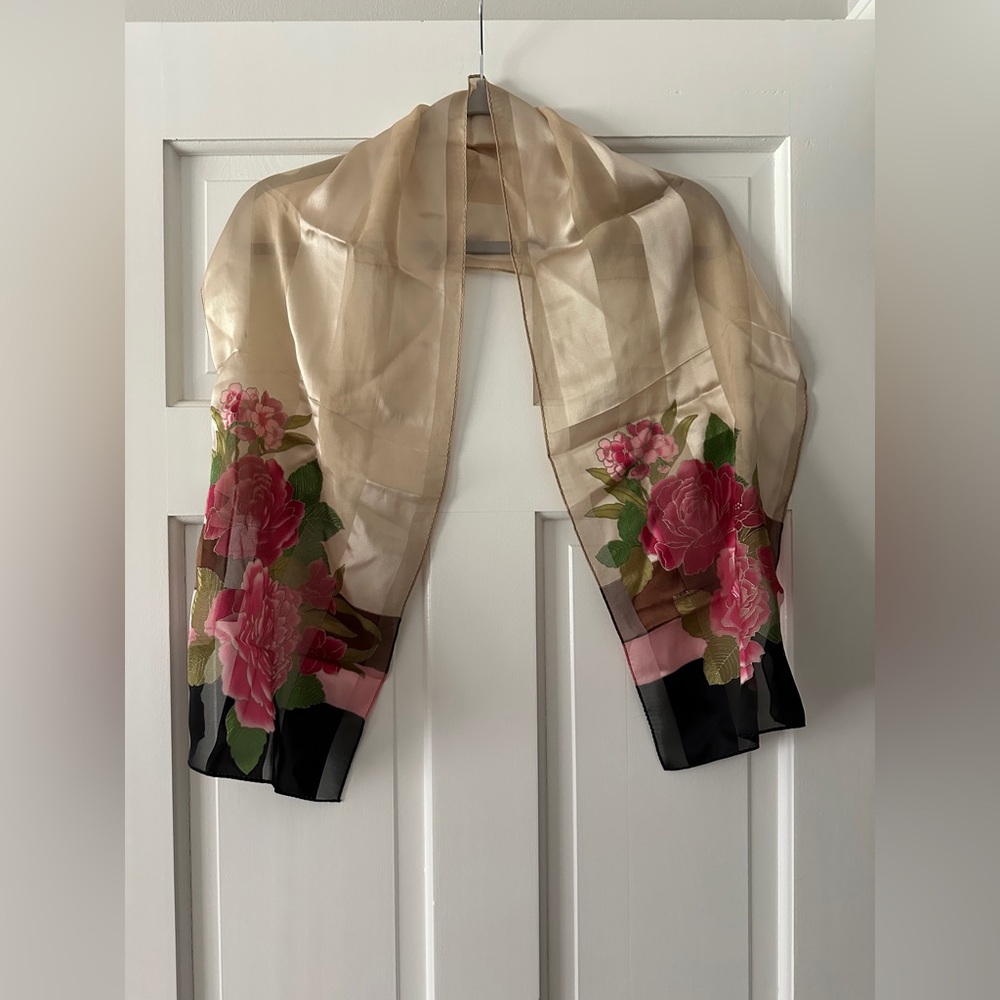 Charter Club 100% Silk Floral Scarf